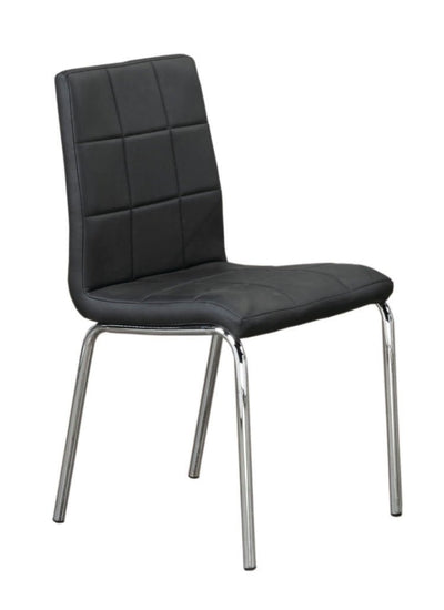 Upholstered Black Leatherette Checkered Dining Chair - IF-C-1760