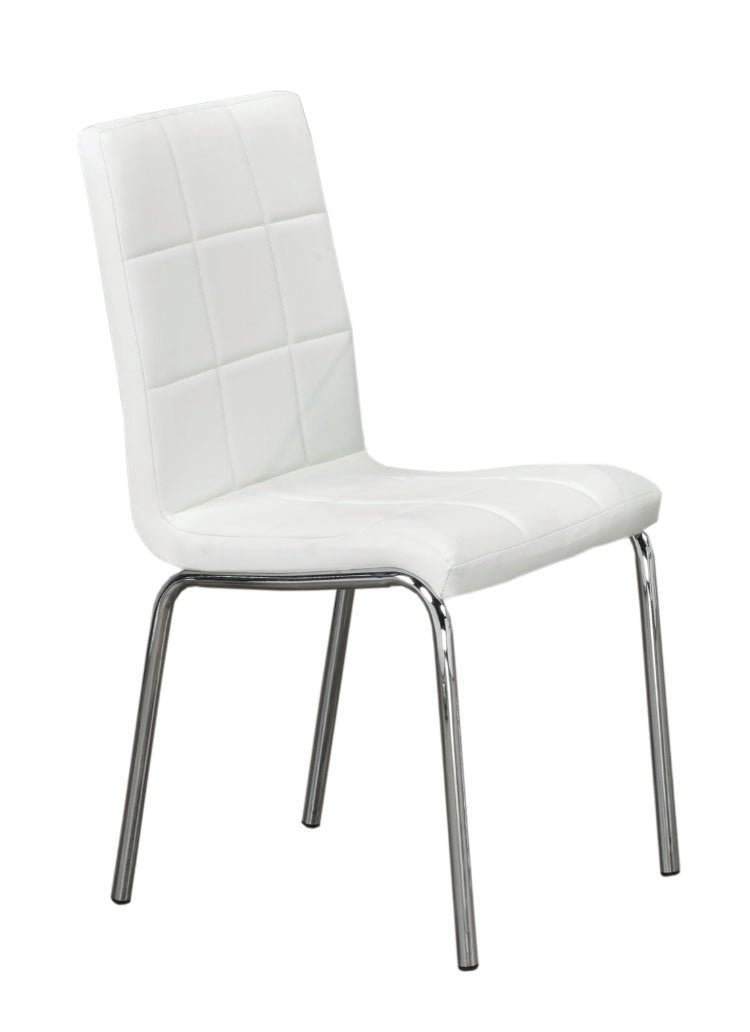 Upholstered White Leatherette Checkered Dining Chair - IF-C-1761