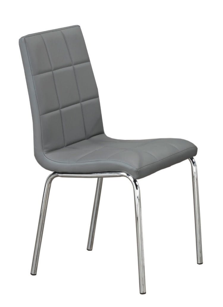 Upholstered Grey Leatherette Checkered Dining Chair - IF-C-1762