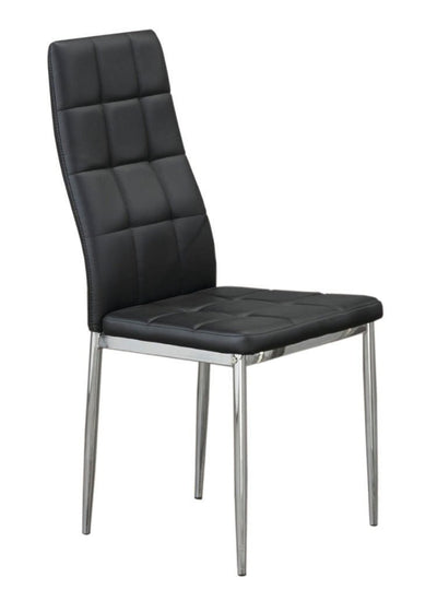High Back Black Leatherette Dining Chair with Checkered Design - IF-C-1770