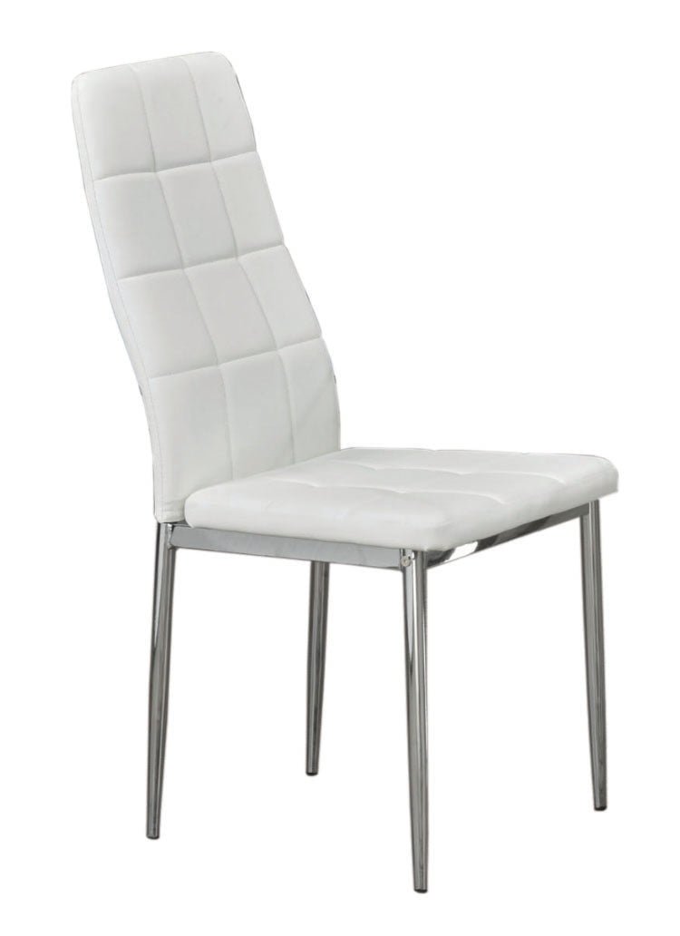 High Back White Leatherette Dining Chair with Checkered Design - IF-C-1771