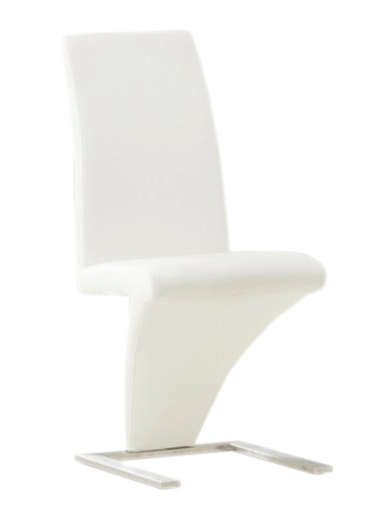 Upholstered White Leatherette ‘Z’ Shaped Dining Chairs - IF-C-1786