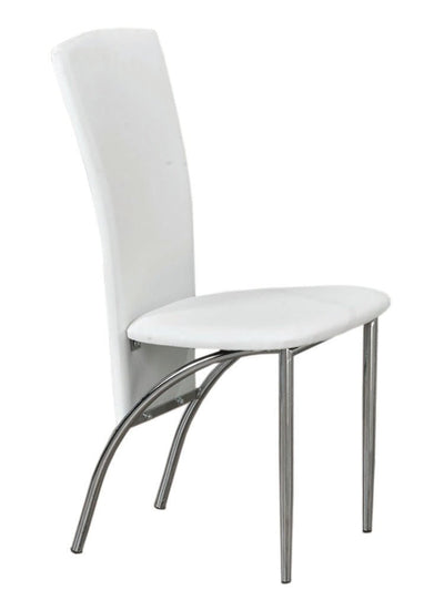 White PU Dining Chair with Chrome Legs and Extended Back - IF-C-5056