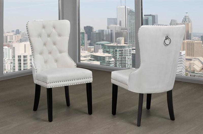 Cream Velvet-Style Fabric Dining Chair with Unique Accents - T-246C/IF-C-1223
