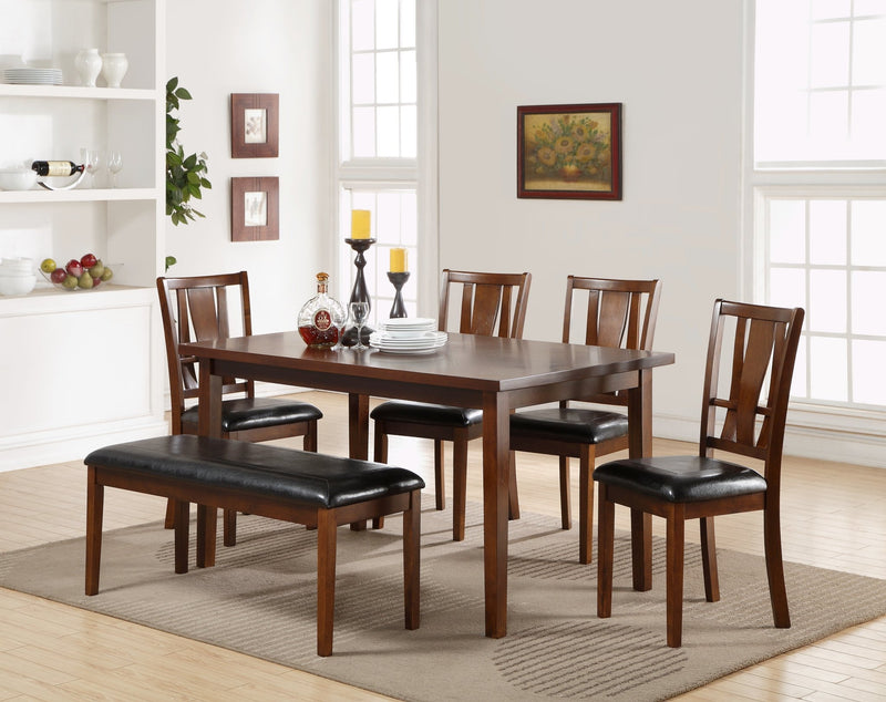 DIXON Dining Set in Dark Espresso Solid Wood and Black Leatherette Chairs - AFD-D1426-60S