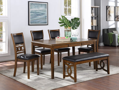 Brown Finish 6 Pcs Gia Dining set including a Bench - AFD-gg-6PCS