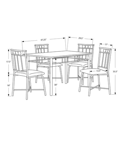 Dining Set - 5Pcs Set / Cappuccino Marble / Bronze Metal - I 1029