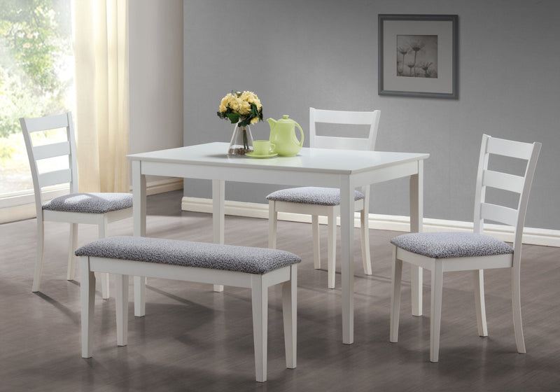 Dining Set - 5Pcs Set / White Bench And 3 Side Chairs - I 1210