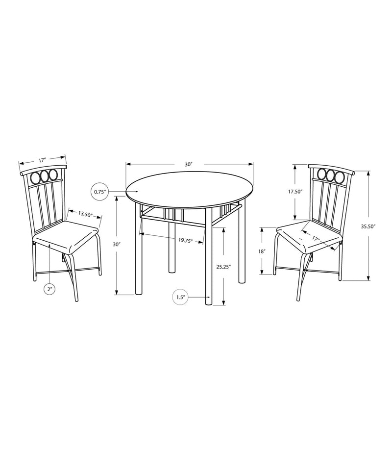 Dining Set - 3Pcs Set / Cappuccino Marble / Bronze Metal - I 3045
