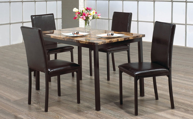 Black Metal Dining Set Paired with Light Brown Marble Table Top - IF-1520