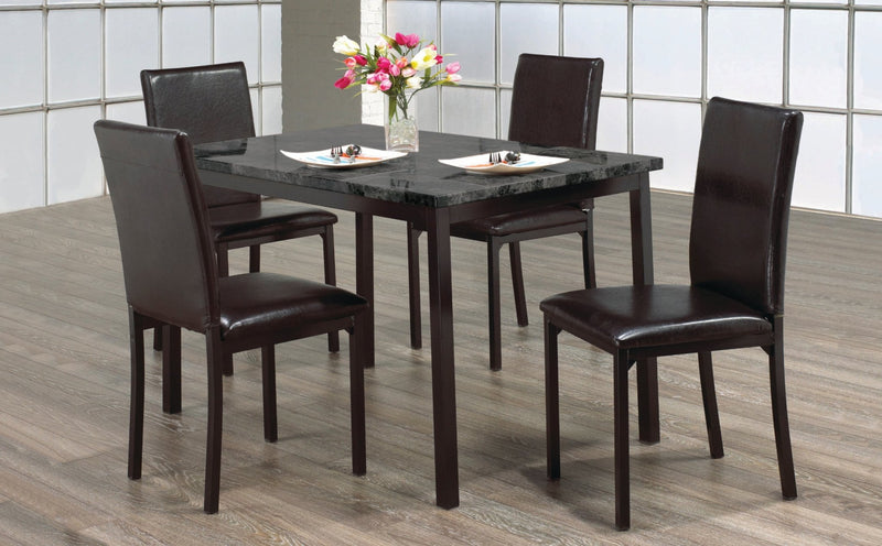 Black Metal Dining Set Paired with Dark Grey Marble Table Top - IF-1524
