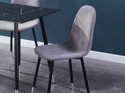 Grey Upholstered Fabric Chair with Black/Grey Metal Legs - IF-C-1582-B