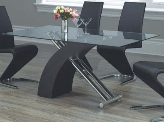 10mm Tempered Glass Table With a Black Base and Chrome Legs - IF-T-1046