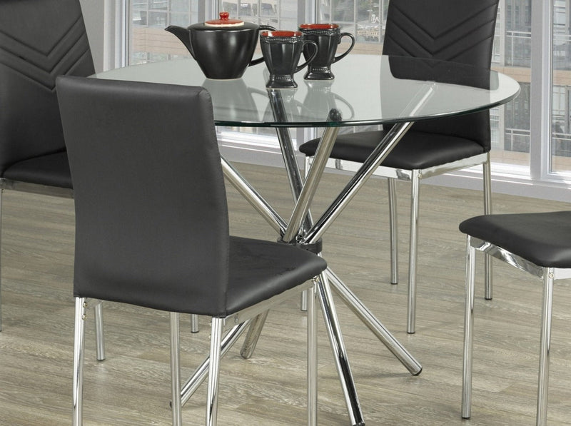 Glass Top Table w/ Twisting Chrome Legs - IF-T-1430