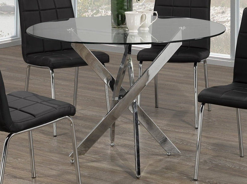 Round Glass Dining Table with Swiveled Chrome Legs - IF-T-1447