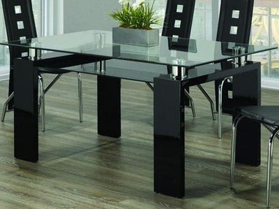 Clear Glass Top Black Table with Frosted Bottom Glass - IF-T-1485