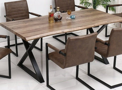 Charcoal Brown Faux Live Edge Wood Dining Table - IF-T-1811