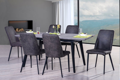 Contemporary 7 Piece Dining Set with Expandable Table and Granite Design - MA-6828-7Pcs