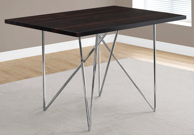 Dining Table - 32"X 48" / Cappuccino / Chrome Metal - I 1039