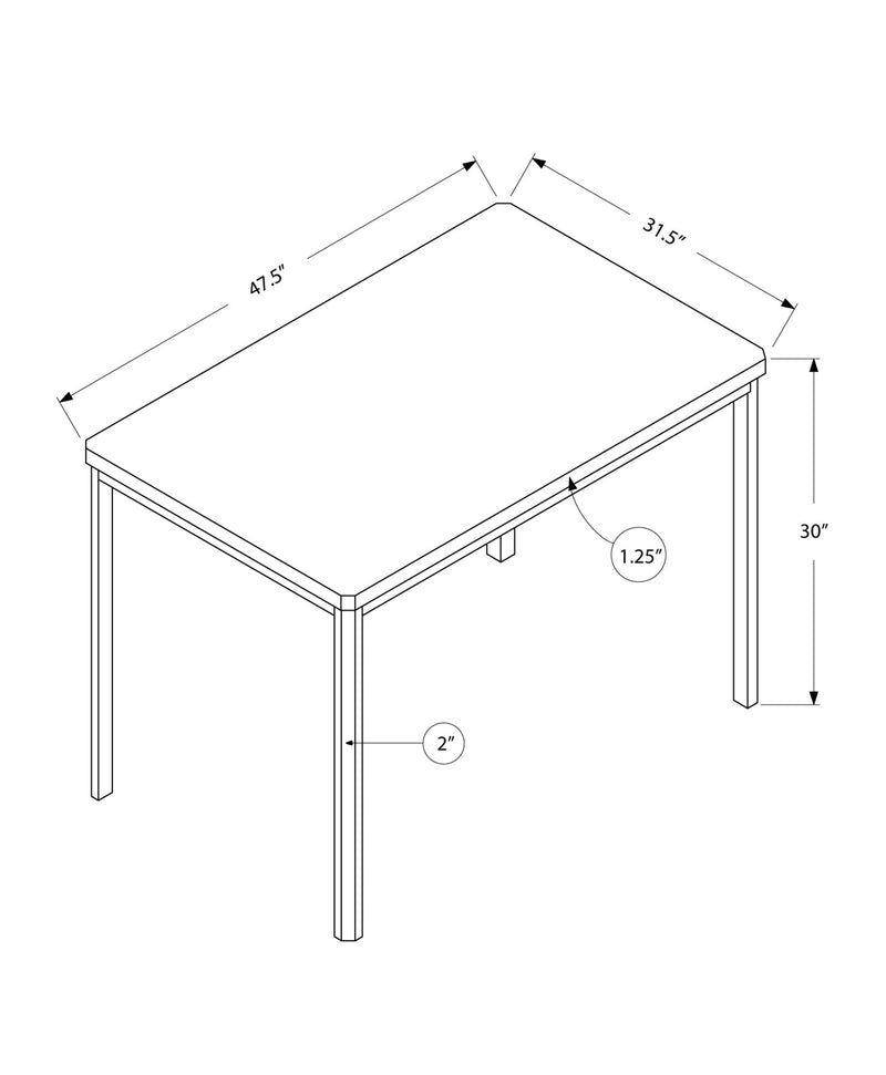 Dining Table - 32"X 48" / Dark Taupe / Chrome Metal - I 1042