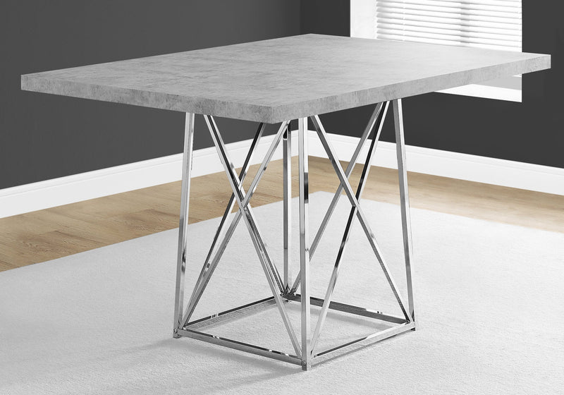 Dining Table - 36"X 48" / Grey Cement / Chrome Metal - I 1043