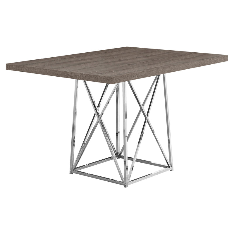 Dining Table - 36"X 48" / Dark Taupe / Chrome Metal - I 1057
