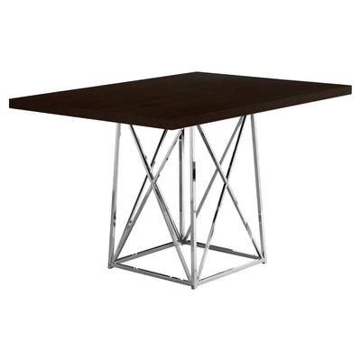 Dining Table - 36"X 48" / Espresso / Chrome Metal - I 1058