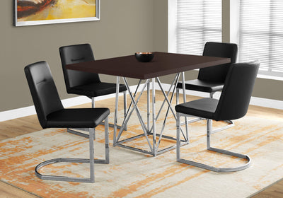 Dining Table - 36"X 48" / Espresso / Chrome Metal - I 1058