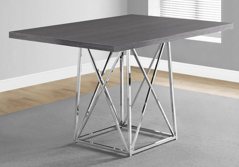 Dining Table - 36"X 48" / Grey / Chrome Metal - I 1059