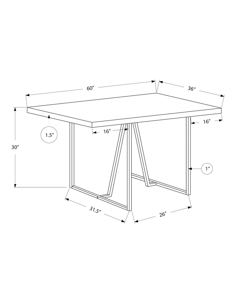 Dining Table - 36"X 60" / Espresso / Chrome Metal - I 1064