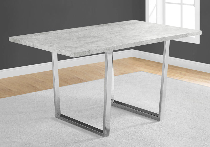 Dining Table - 36"X 60" / Grey Cement / Chrome Metal - I 1119