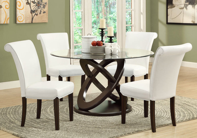 Dining Table - 48"Dia / Espresso With Tempered Glass - I 1749