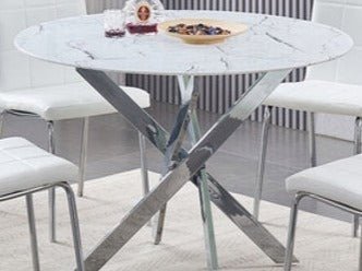 Tempered White Marble Glass Table - IF-T-1445