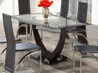 Tempered Black Trim Table Top Glass with Metal Base - IF-T-5067