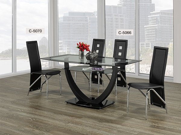 Tempered Black Trim Table Top Glass with Metal Base - IF-T-5067