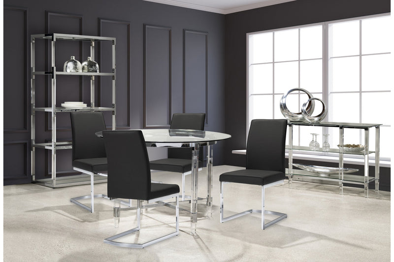 Round Dining Set with Shirelle Black Side Chair - MA-3645-45DR5 + MA-6826S-DGY