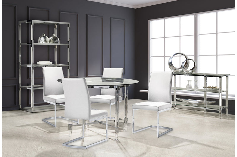 Round Dining Set with Shirelle White Side Chair - MA-3645-45DR5 + MA-6826S-WT
