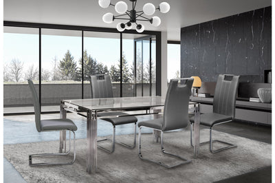 Porfirio Dining Set with Zane Chair in Grey Leather - MA-3645-59DR5 + MA-738S4-GY