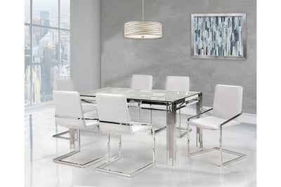 7 Piece Porfirio Dining Set with Jasmine White Side Chair - MA-3645-59DR7 + MA-3656S-WT