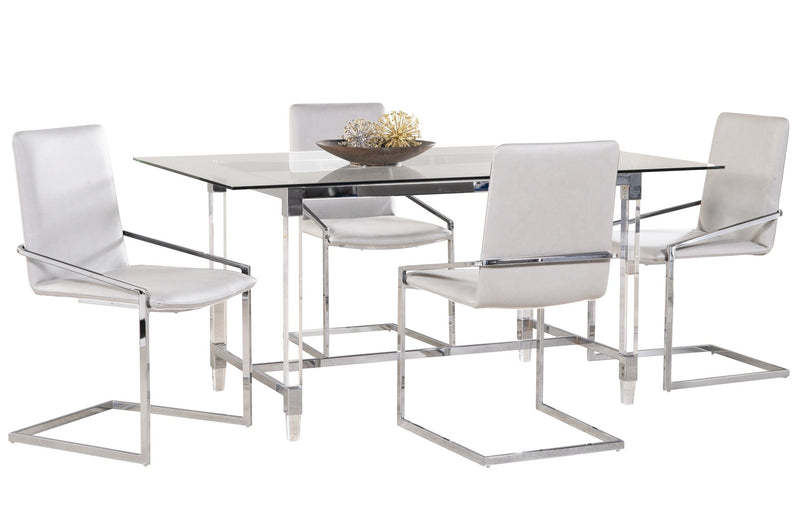 Lyrica Dining Set with Jasmine White Side Chair - MA-3656-64DR5 + MA-3656S-WT