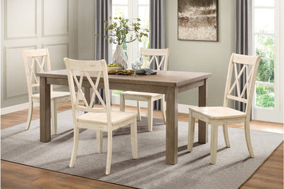 Janina Collection 5 Piece Dining Set with White Chairs - MA-5516-66DR5 + MA-5516WTS