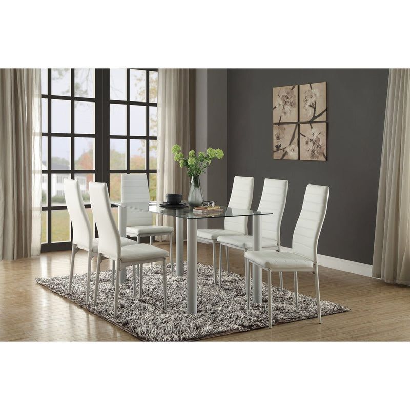 White Florian Dining Table, Glass Top - MA-5538W*