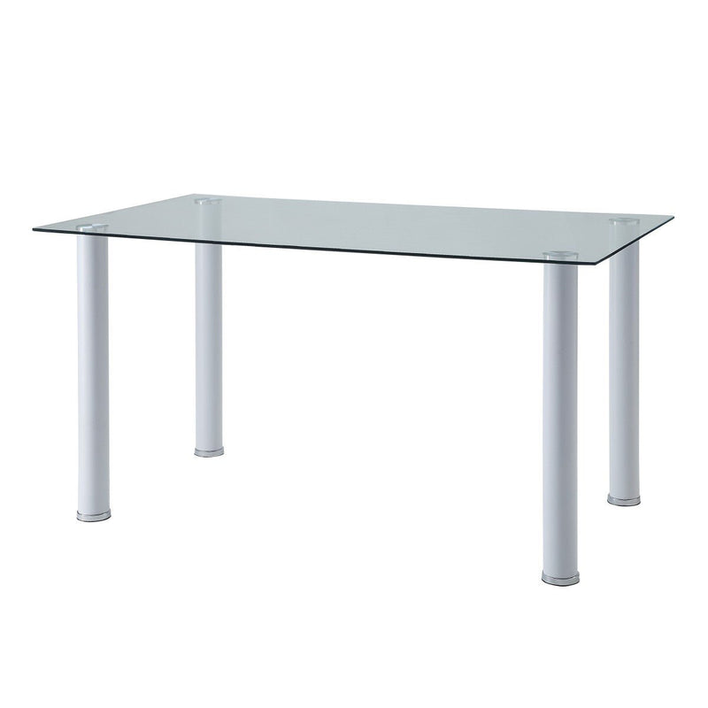 White Florian Dining Table, Glass Top - MA-5538W*