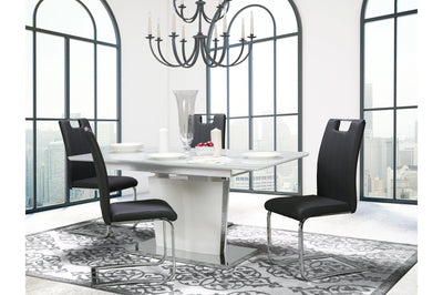 Cynthia 5 Piece Dining Set with Zane Chair in Black Leather - MA-6846-78DR5 + 738S4-BK
