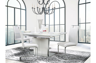 Cynthia 5 Piece Dining Set with Zane Chair in White Leather - MA-6846-78DR5 + 738S4-WT