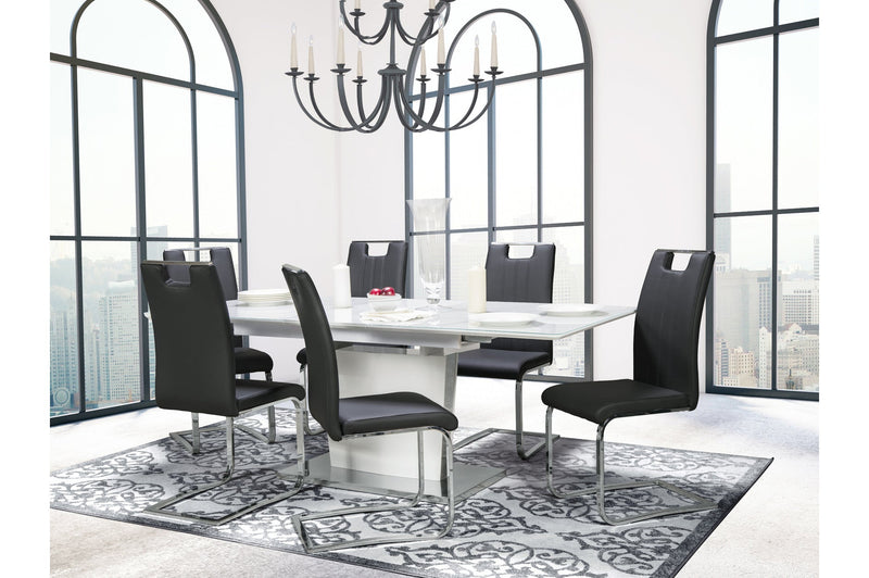 Cynthia 7 Piece Dining Set with Zane Chair in Black Leather - MA-6846-78DR7 + 738S4-BK