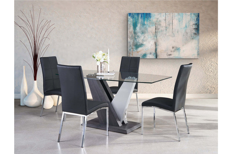 Baxter Pedestal 5 Piece Dining Set with Black Chairs - MA-7383-63DR5 + 738S3BK