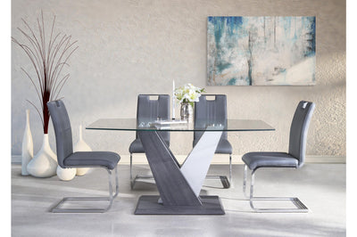 Baxter Pedestal 5 Piece Dining Set with Grey Zane Chairs - MA-7383-63DR5 + 738S4GY