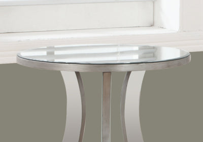 End Table - 20"Dia / Brushed Silver / Mirror - I 3726