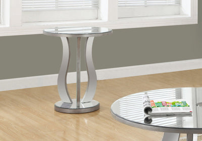End Table - 20"Dia / Brushed Silver / Mirror - I 3726